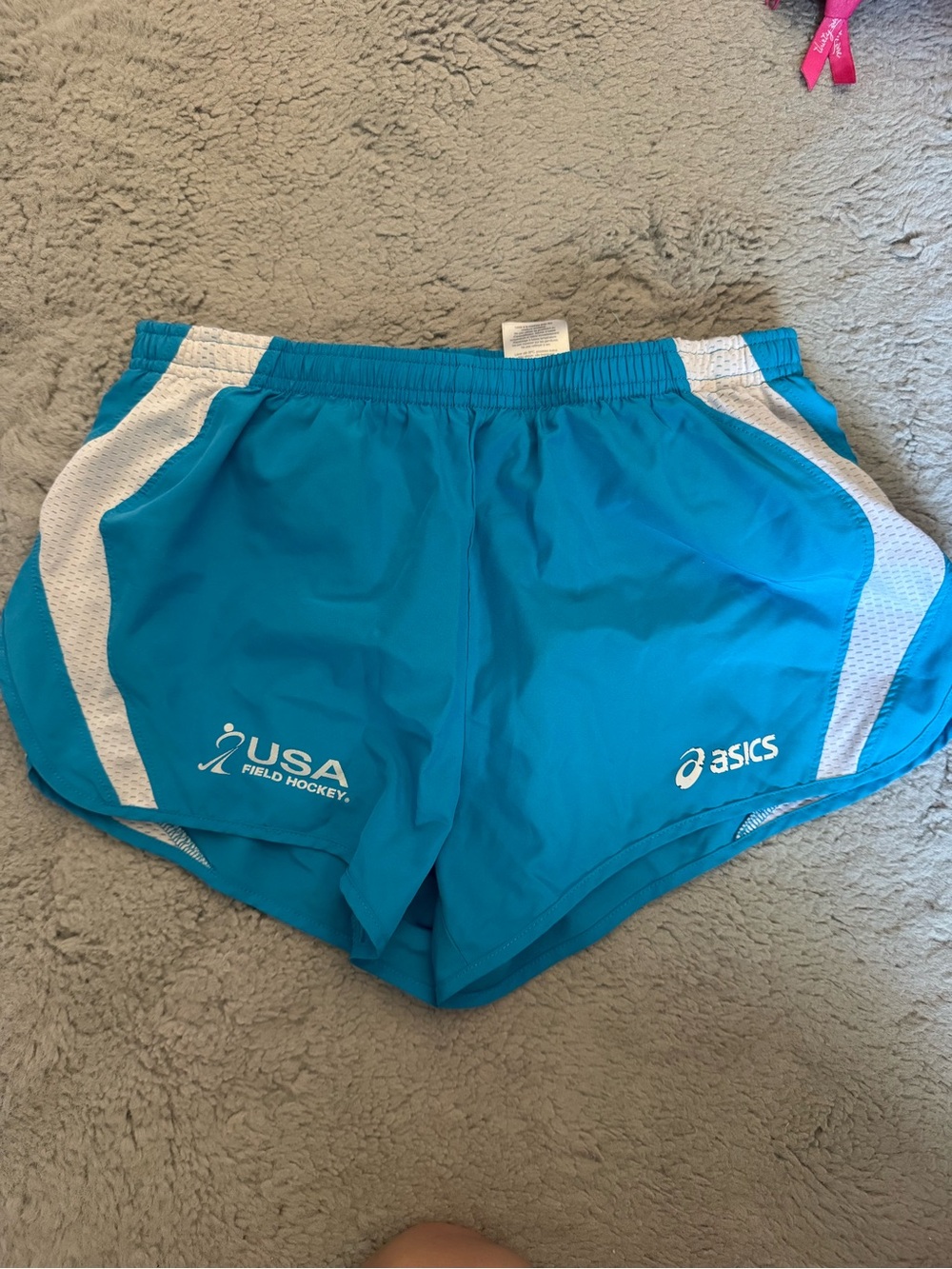 Asics Turquoise Athletic Field Hockey Shorts with White Accents